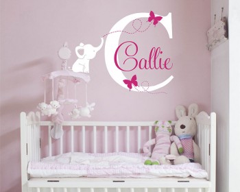 Elephant with Monogram and Name Decal Elephant with Monogram and Name Decal